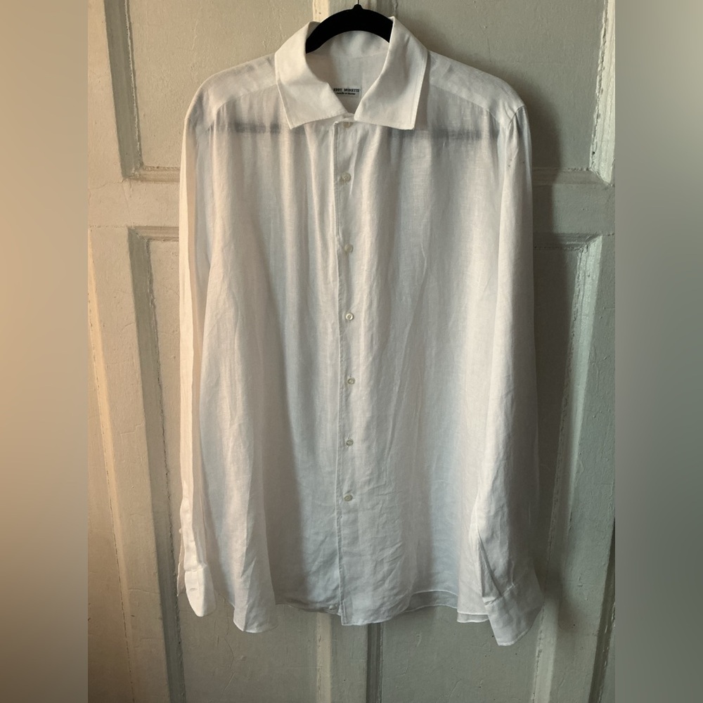 Eddy Monetti Classic White Men's Linen Shirt